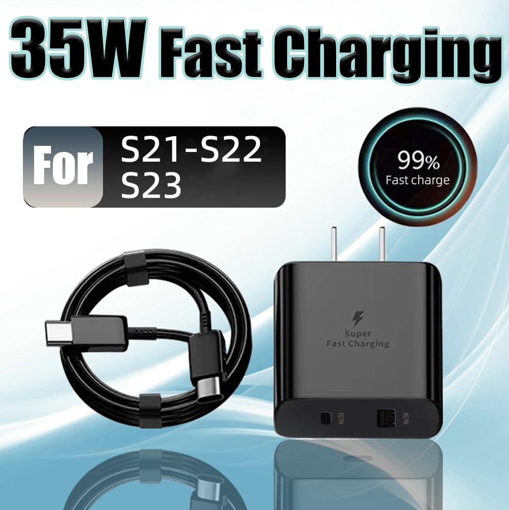35W PD Power Adapter Duo Wall Charger+Cables For Samsung S21-S23 S24 S25 note 20