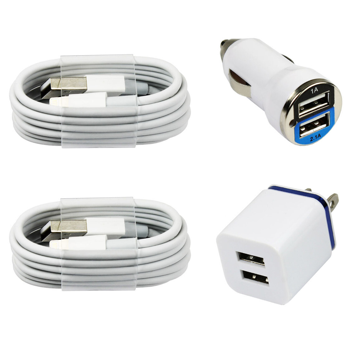 2x Fast Charging Cables Wall & Car Chargers for iPhone 13 12 11 X Max Plus 8 7 6