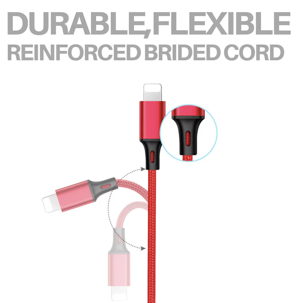10Pcs Universal Multi Function Cell Phone Charger 3 in 1 Fast USB Charging Cable