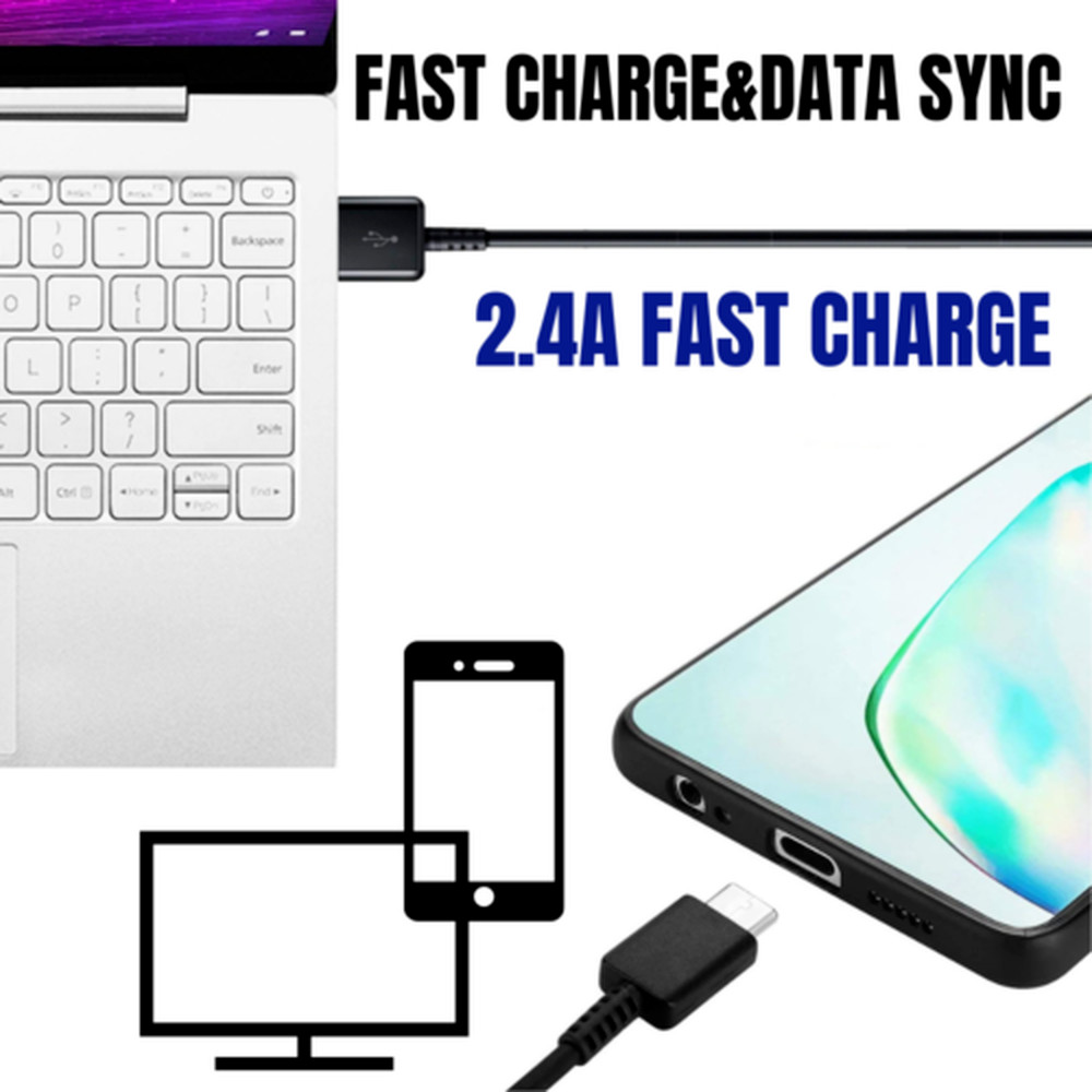 USB A to Type C Cable Sync Cord Fast Charger for iPhone 15 17 Samsung Galaxy Lot