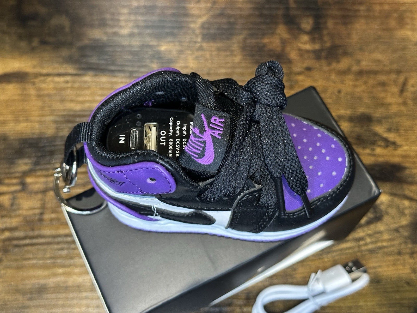 New Purple Luxury Portable Charger Power Bank Keychain Mini Air Jordan