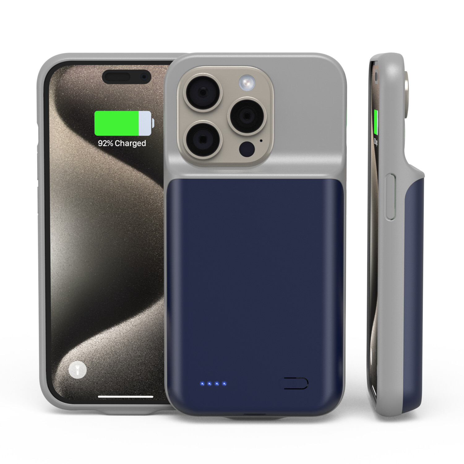For IPhone 15 PRO External Battery Case Power Bank 6800mAh High Capacity Blue