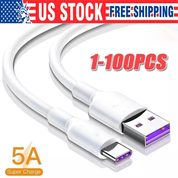 USB Type C Data Cable 5A Fast Charging USB-A to USB-C Charger lot Cord For Phone
