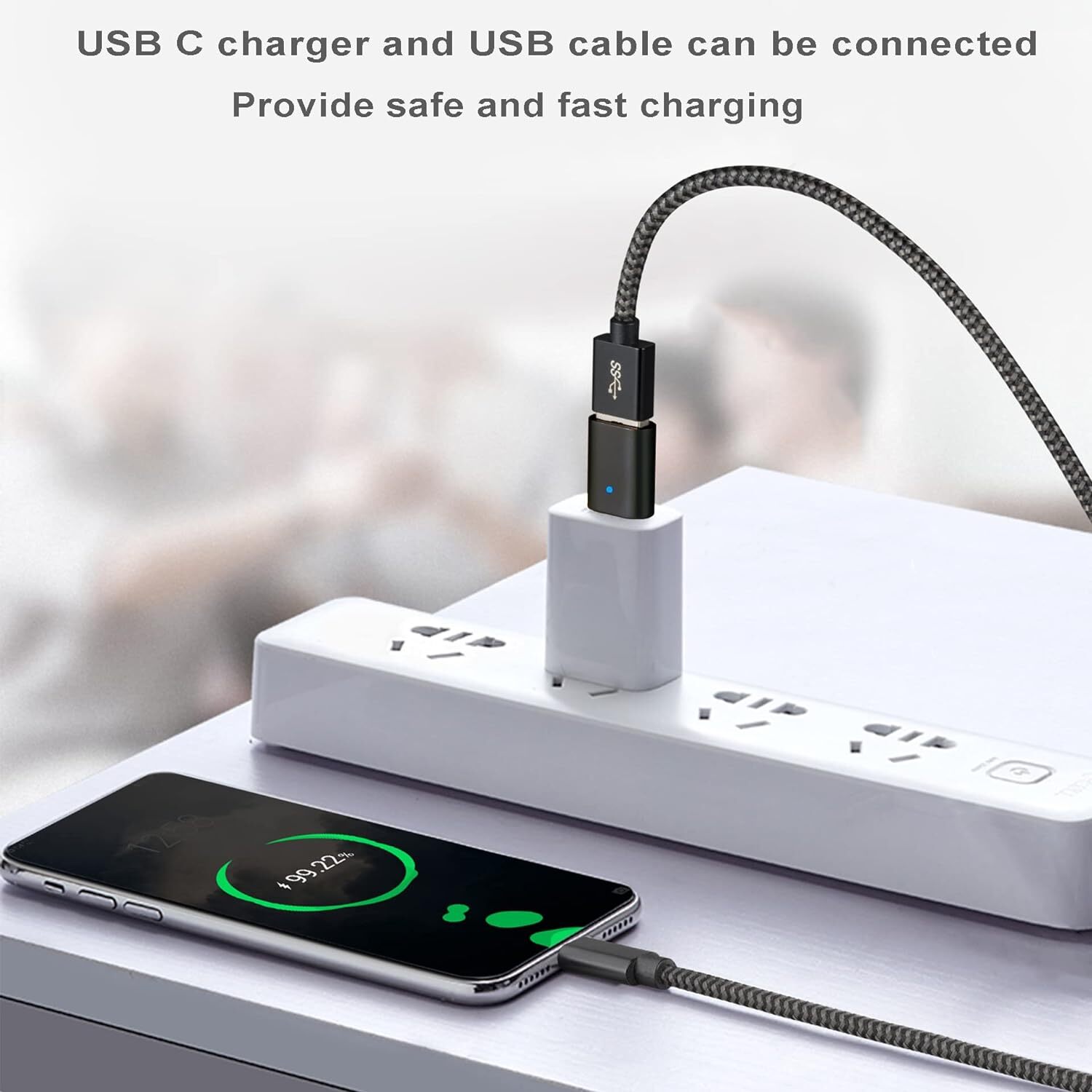 LED USB-C 3.1 Male to USBA Female Adapter Converter OTG Type C Android Phone LOT