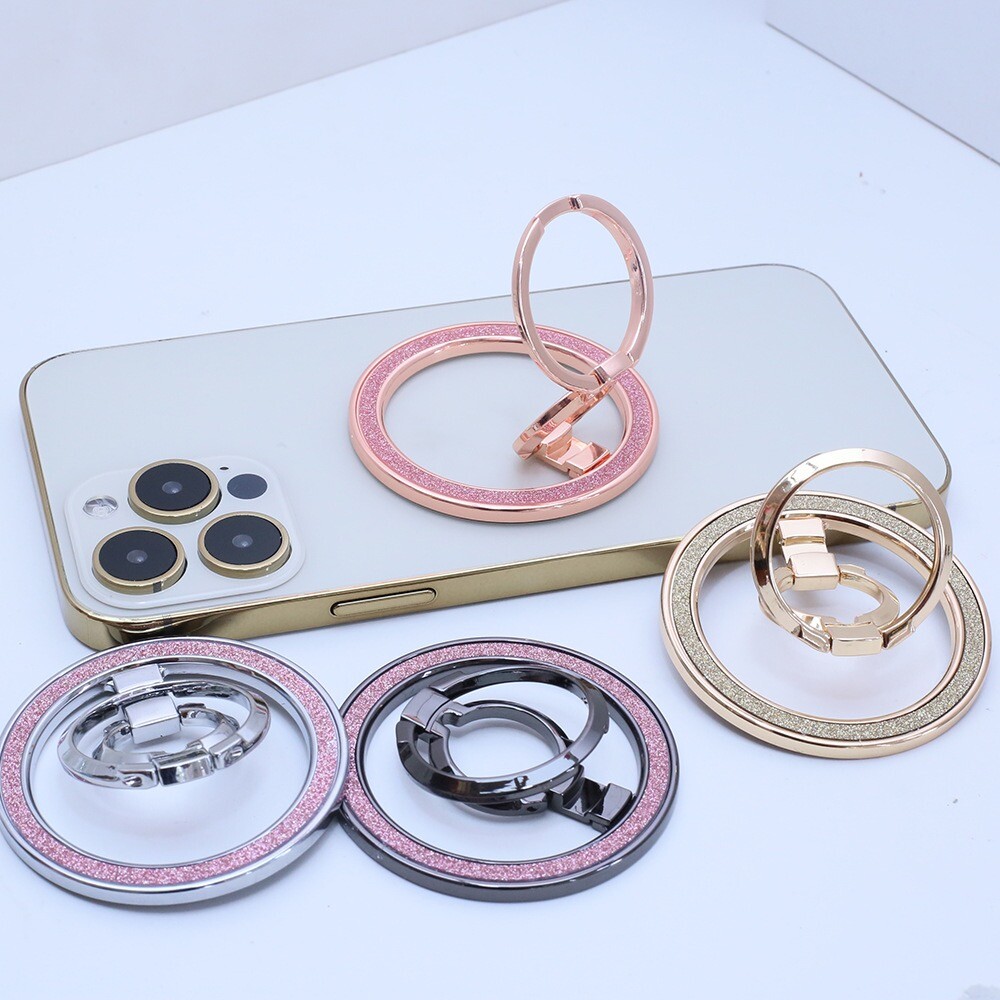 Luxury Bling Adjustable Stand Metal Kickstand Magnetic Women Phone Rings Holder