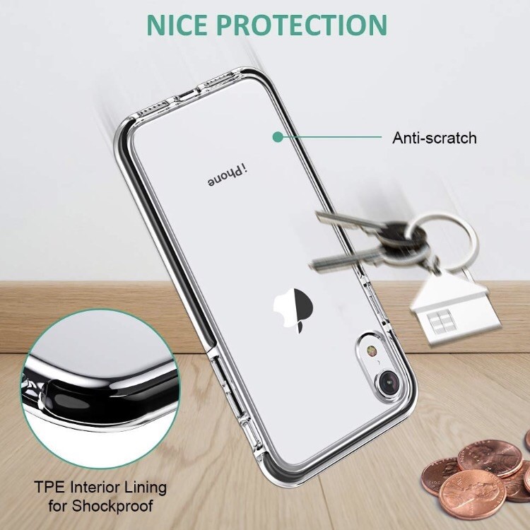 Case for iPhone XR 6.1″ Crystal Clear TPU w/Black TPE Interior Lining Edge STOON