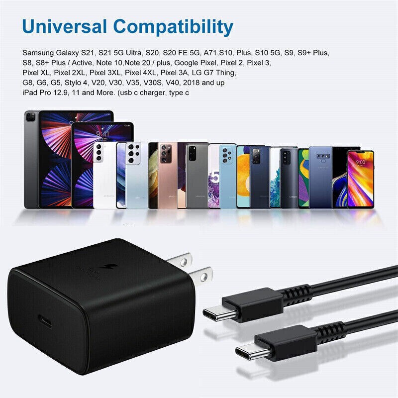 Universal 45W Fast Charging USB Type C Wall Charger 6FT Cable For Samsung Galaxy