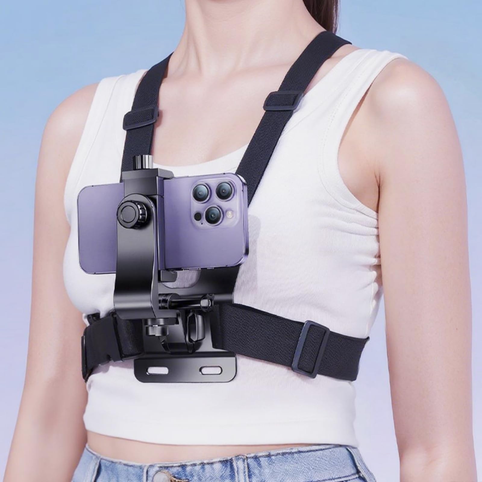Mobile Phone Chest Mount Harness Strap Holder Cell Phone Clip for Recording VLOG