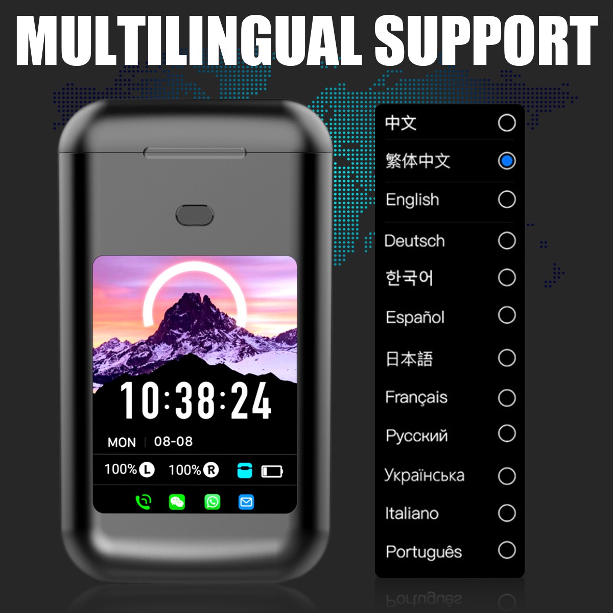 2.01″ Touch Screen Bluetooth 5.4 Earbuds 5000mAh Power Bank ANC w/ APP Support .