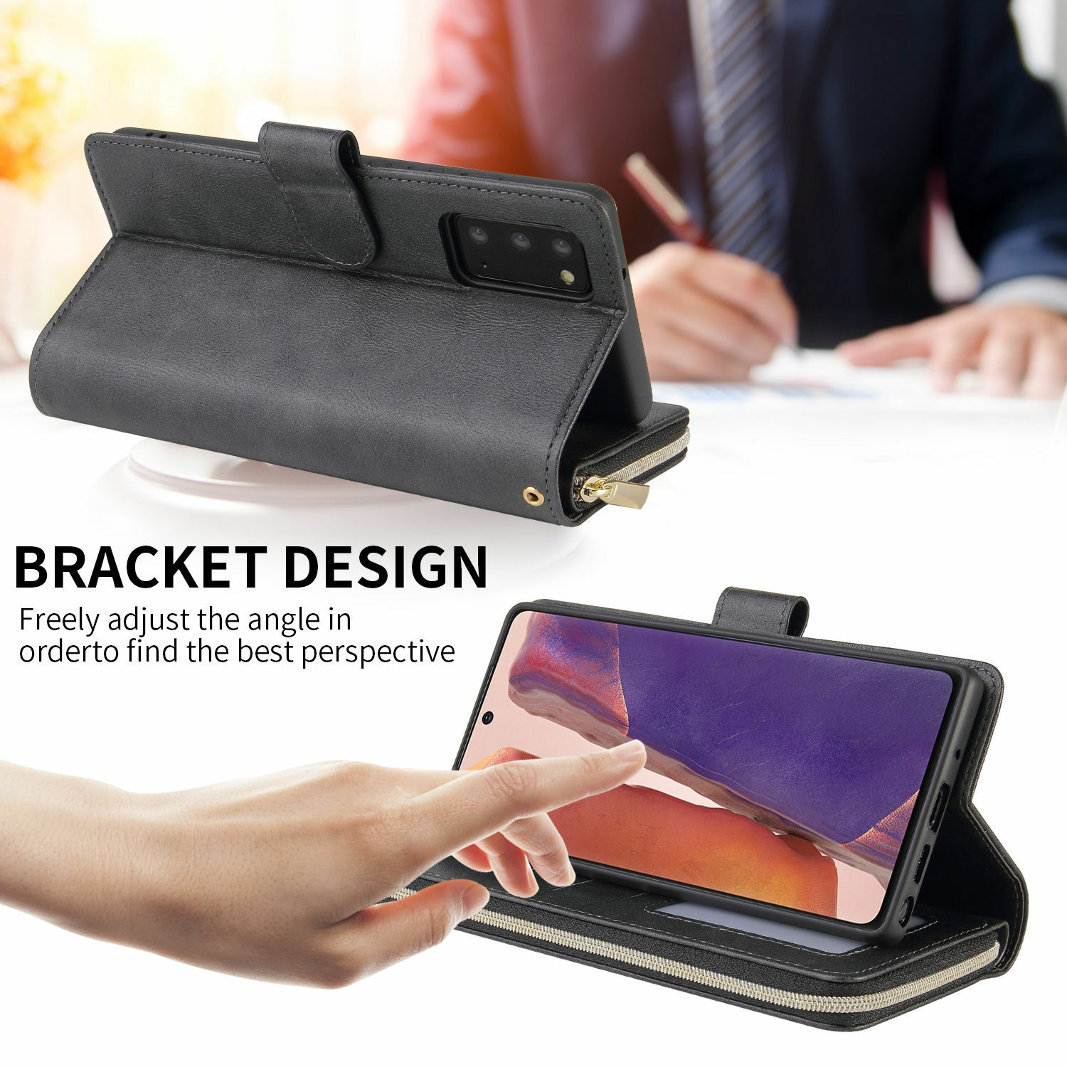 For iPhone 17 Pro 16 15 14 13 12 Case Leather Wallet Zipper Flip Slim Cover