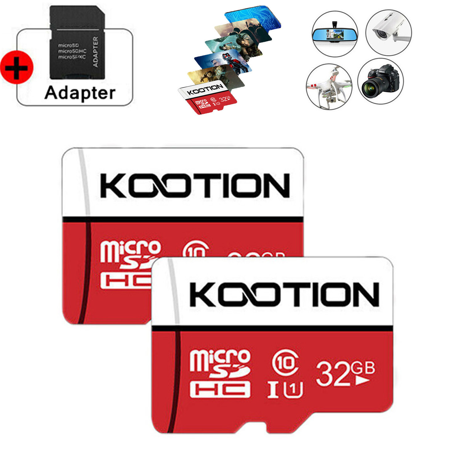 2Pack 32GB Micro SD TF Card SDHC Memory Card Class 10 UHS-I For Cameras Phone