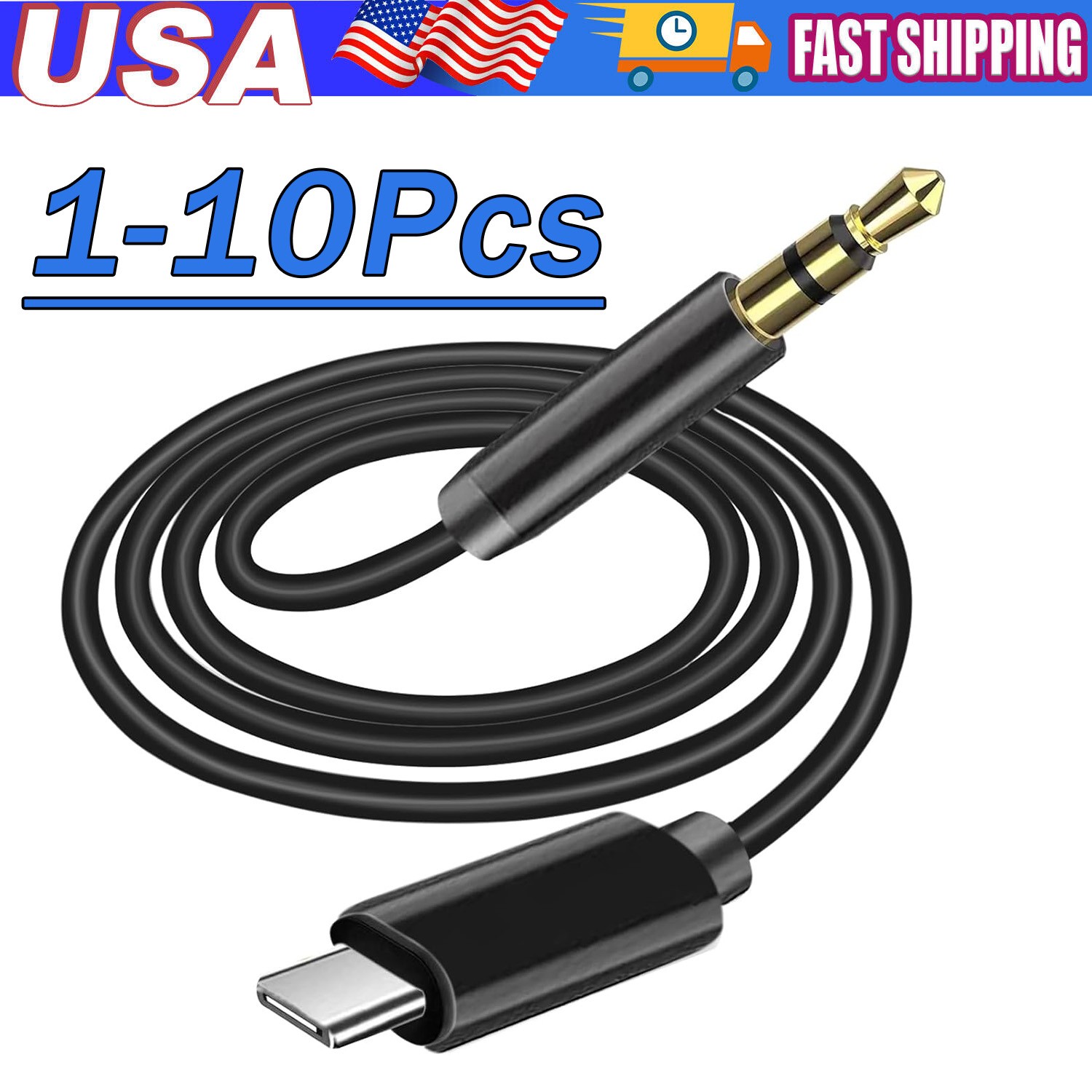 TypeC to Aux Cable USB Type-C Male To 3.5mm Cord Car AUX Music Audio Adapter Lot