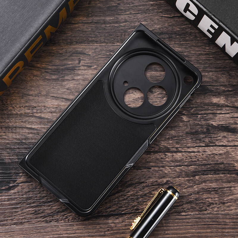 For OnePlus Open Luxury PU Leather Slim Fit Protective Case with Metal Kickstand