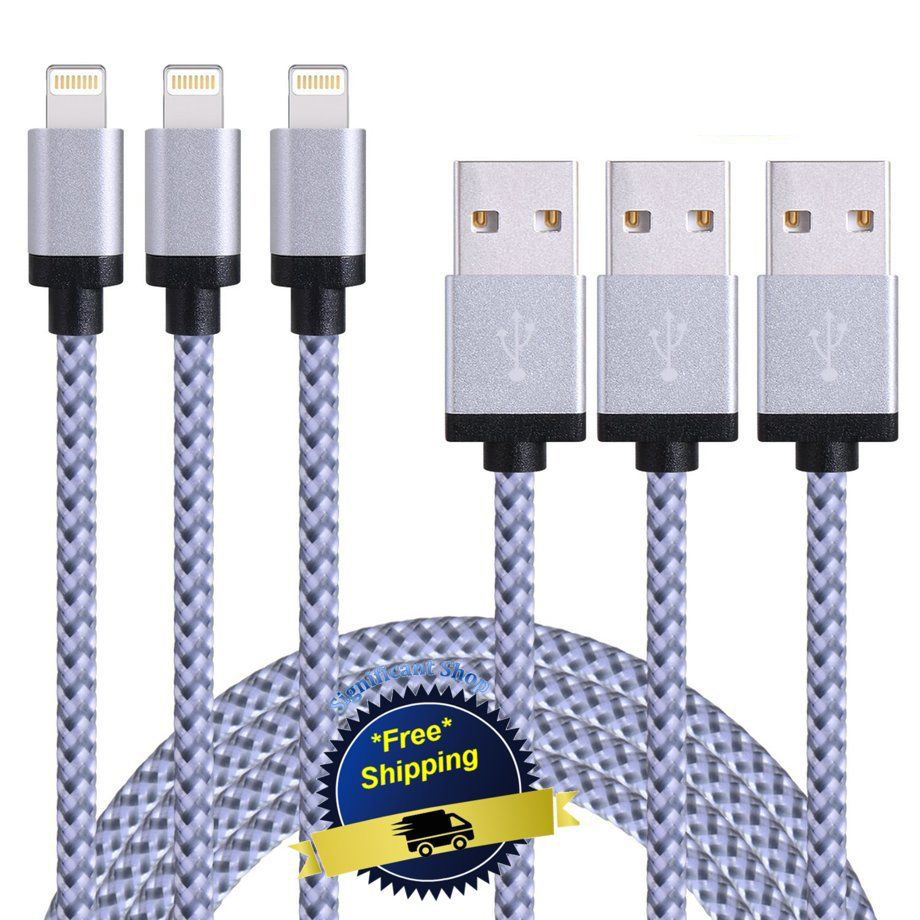 2X iPhone Charger 3ft/ 6ft/10ft Nylon Braid MFI Certified Data Sync Cable Cord