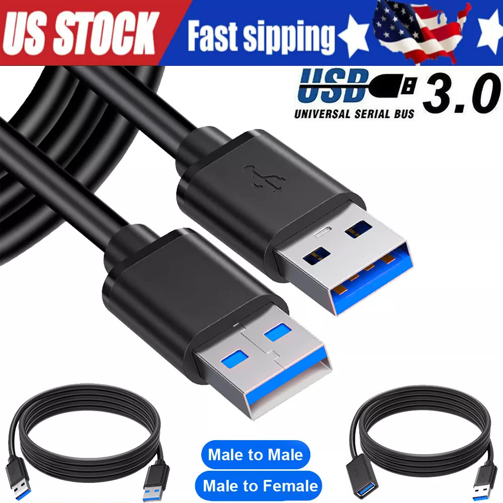 USB 3.0 A Male to A Male Cable Data Transfer Super Speed Power Charger Metal LOT