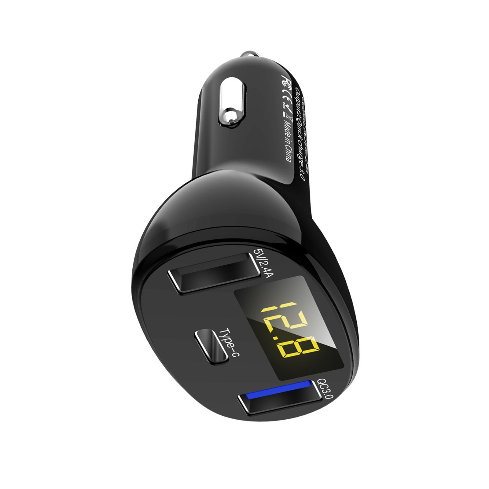 PC+ABS Type-C PD & USB & QC3.0 Mobile Devices Car Charger Dock Smart Charging A