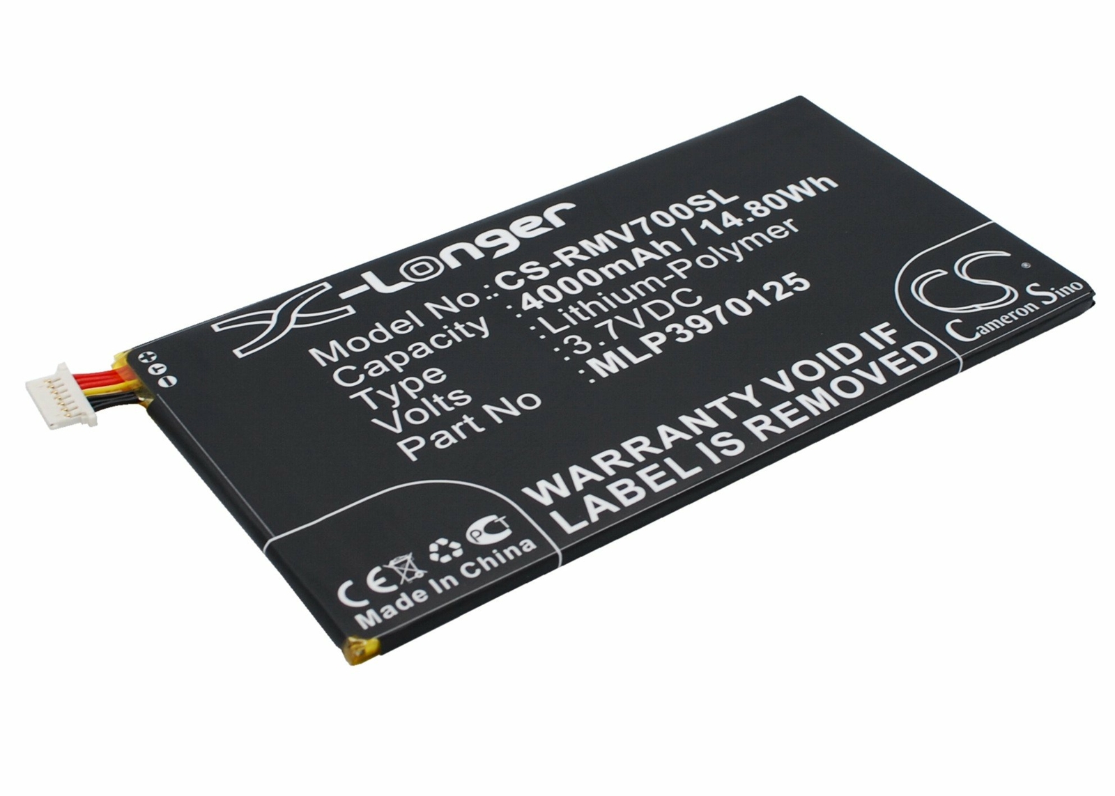 Battery For Verizon Elipsis MV7A,Ellipsis QMV7A QMV7B;MLP3970125 (4000mAh)