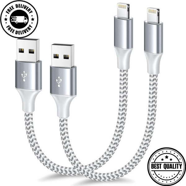 Apple Mfi Certified Short Iphone Charger 1Ft 2Pack,Usb a to Lightning Cord Nylon