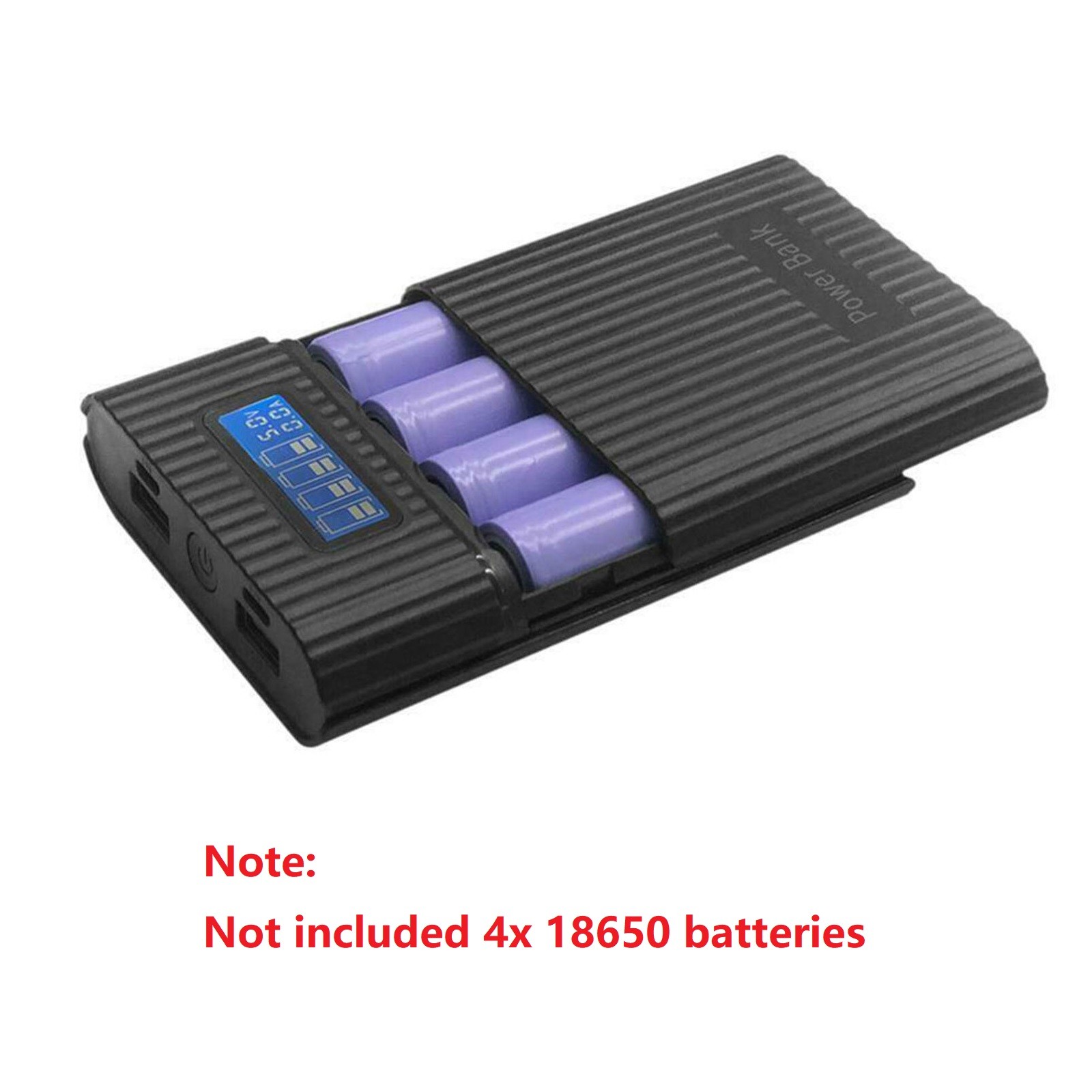 New Black DIY Power Bank Case Battery Charger Storage Box Digital Display B