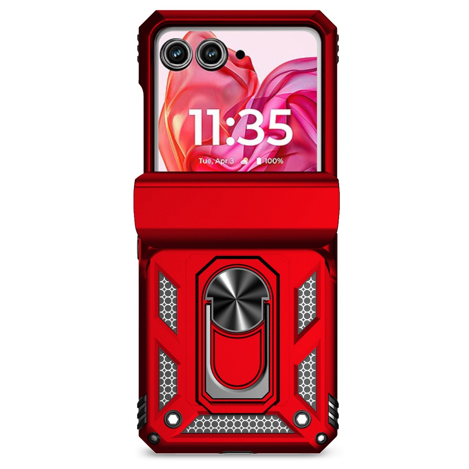 Dustproof Ring Stand Magnetic Cover Case + Tempered Glass For Motorola Razr 2025