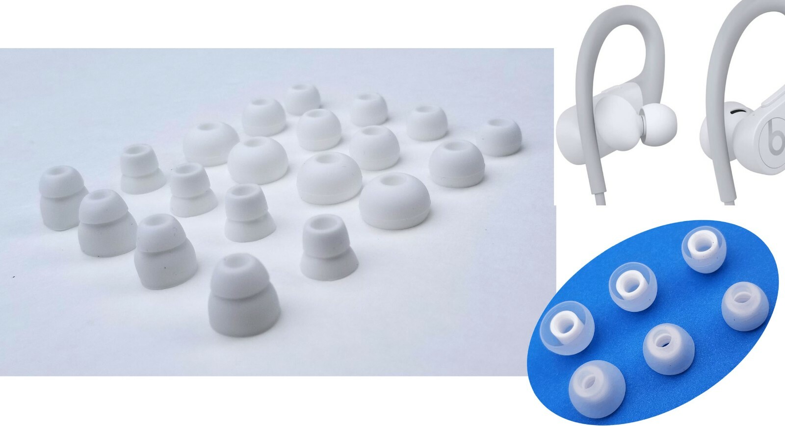 26 multi-Sizes/Color Soft “WHITE + CW” Eargels/Buds for BEATS Powerbeats3, 2 & 1