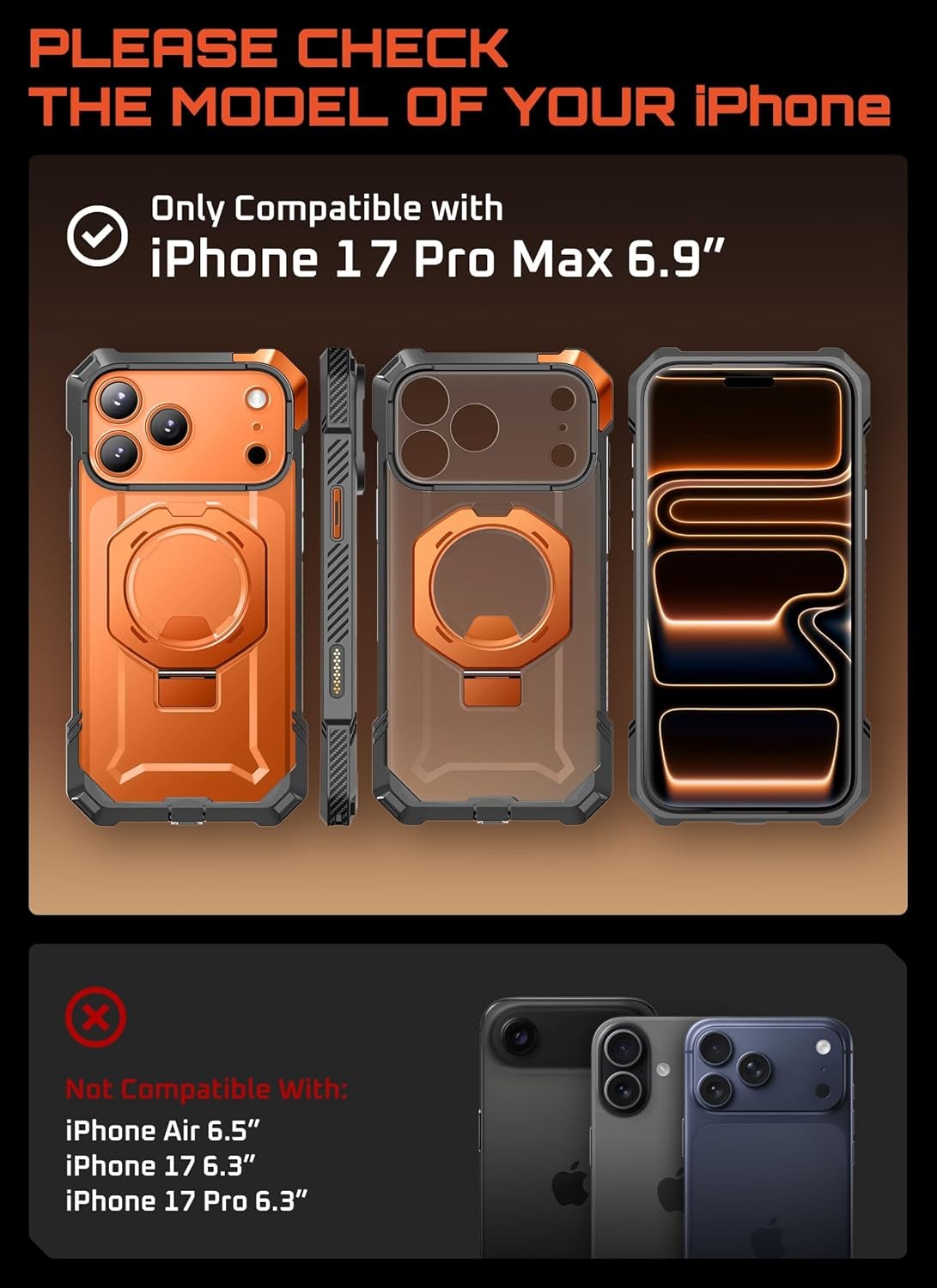 SUPCASE For iPhone 17 Pro Max W/ Camera Control Button Cove Magnetic Stand Case