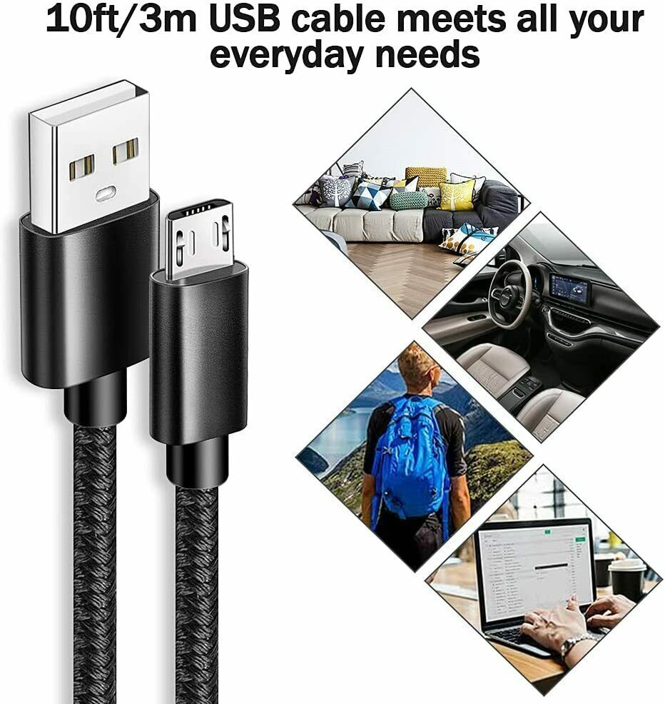 Micro USB to USB A Cable Android Charger Braided Cord For Samsung Google LG LOT