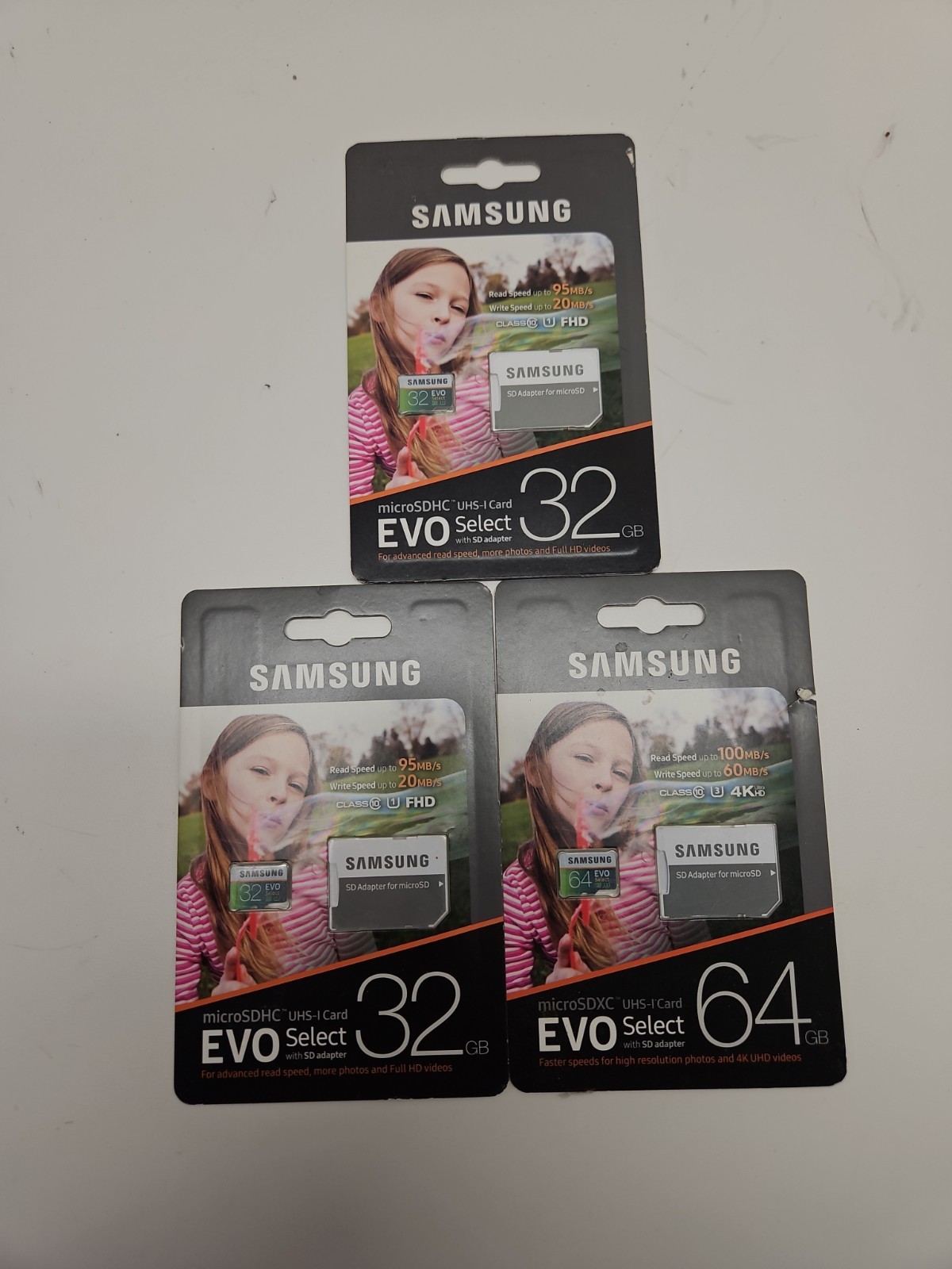 Samsung Evo Select Bundle 64GB & 2 32 GB UHS I Cards NEW