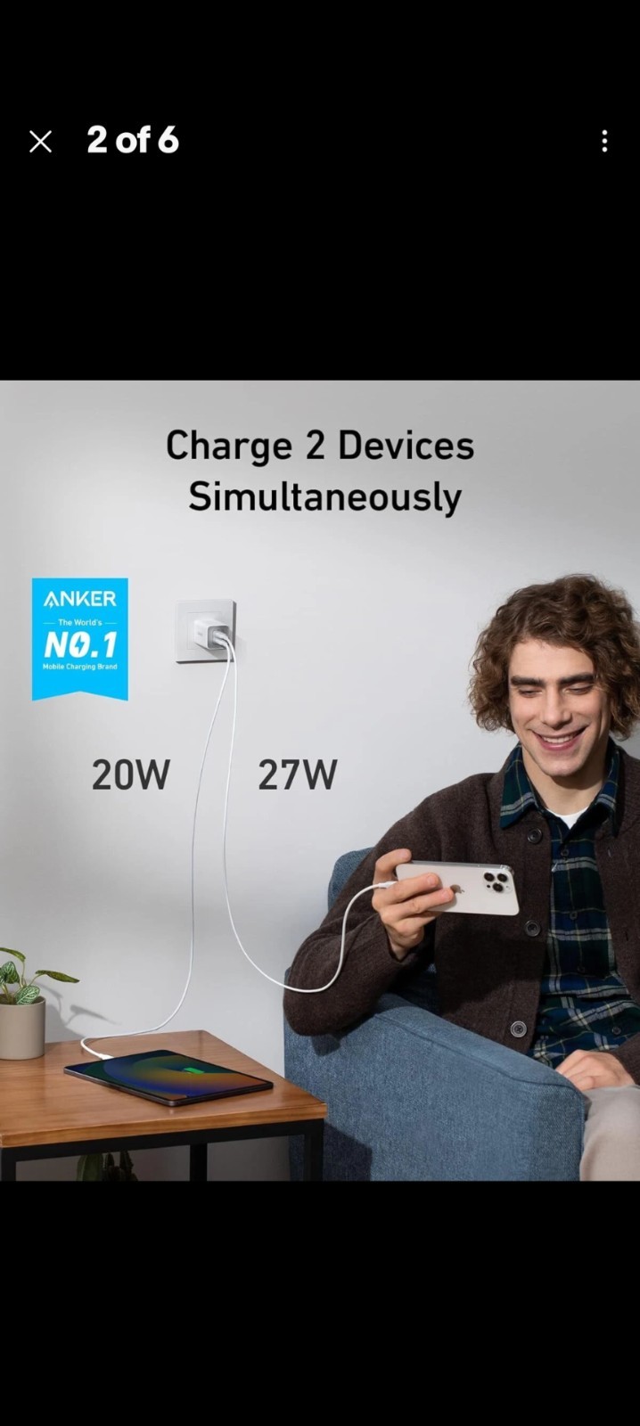 Anker 47W USB C Charger Nano 3 Dual USB-C GaN Charging for iPhone 15/Galaxy/iPad