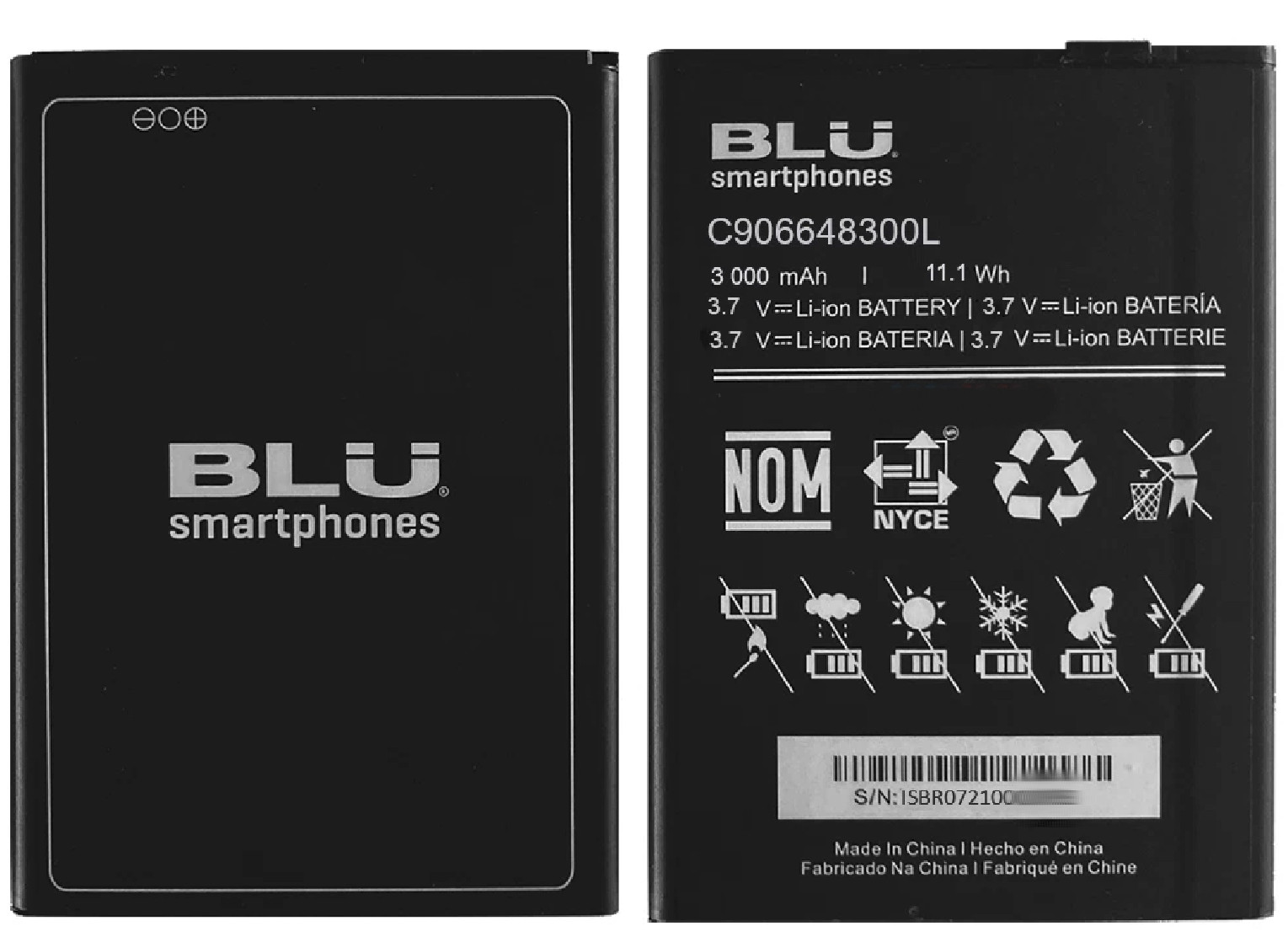 OEM Battery C906648300L for BLU J9L J0090WW Smartphone 3000mAh 3.7V 11.1Wh