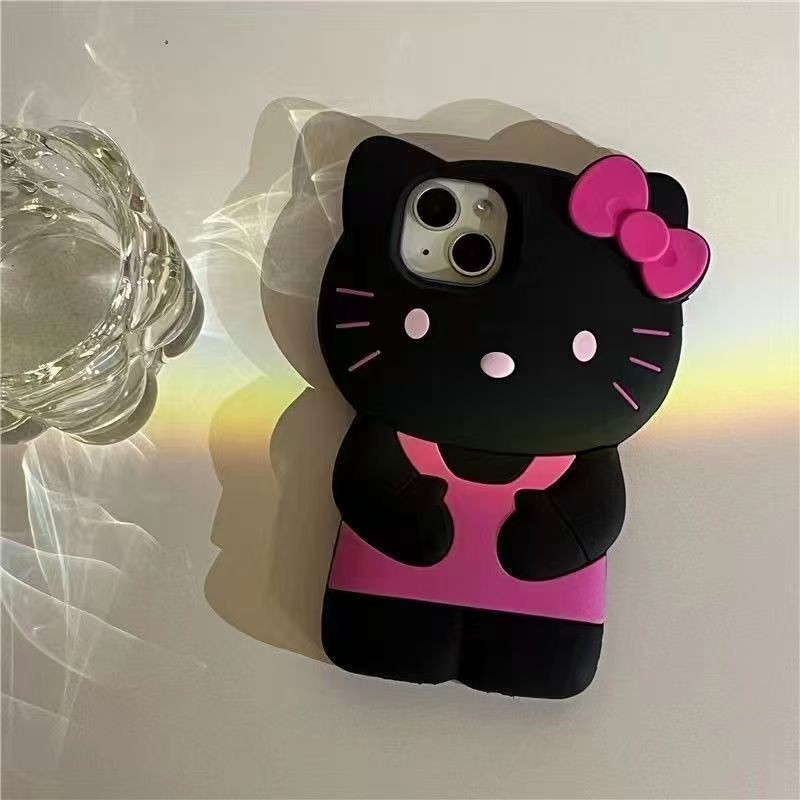 Cute Hello Kitty Pink & Rilakkuma Soft Case for iPhone 17 16 15 14 13 12 11 Pro