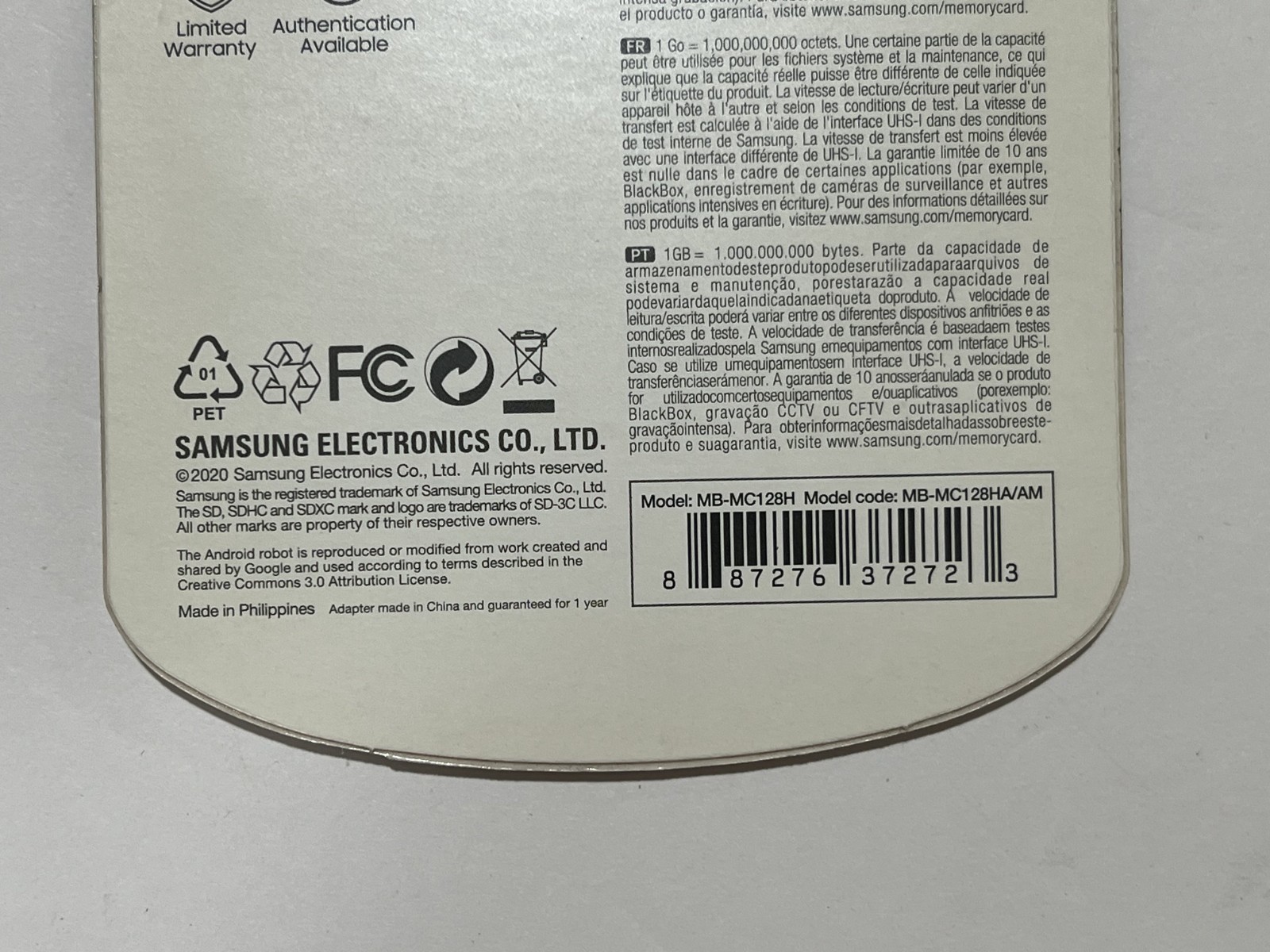 New Samsung EVO Plus 128GB microSDXC UHS-I Memory Card MB-MC128HA/AM