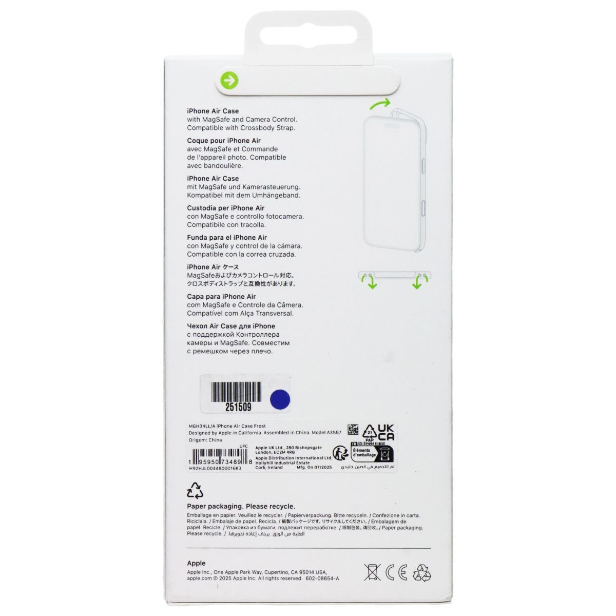 Apple Official Case for MagSafe with Camera Control for iPhone 17 Air – Frost