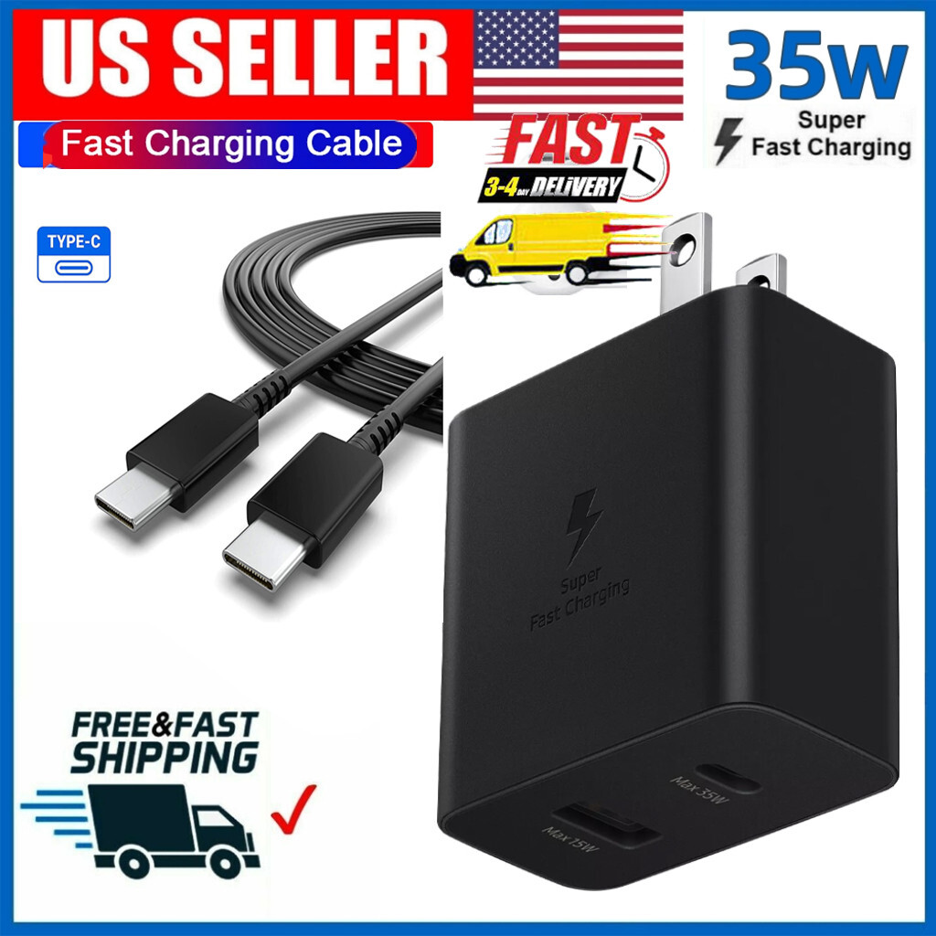 🔥 35W PD Power Adapter Duo Wall Charger+Cables For Samsung S20 S21 S23 S24 S25