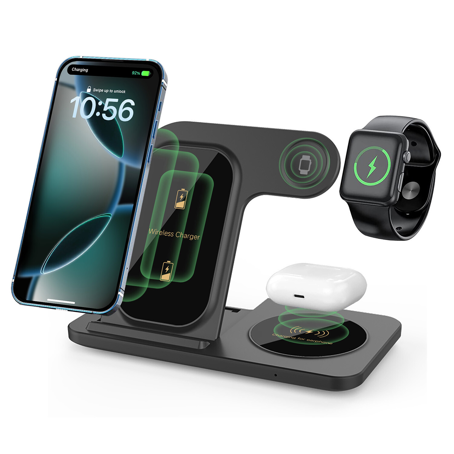 3In1 Wireless Charger Dock Charging Station For Apple Watch 9 Air Pods iPhone 16