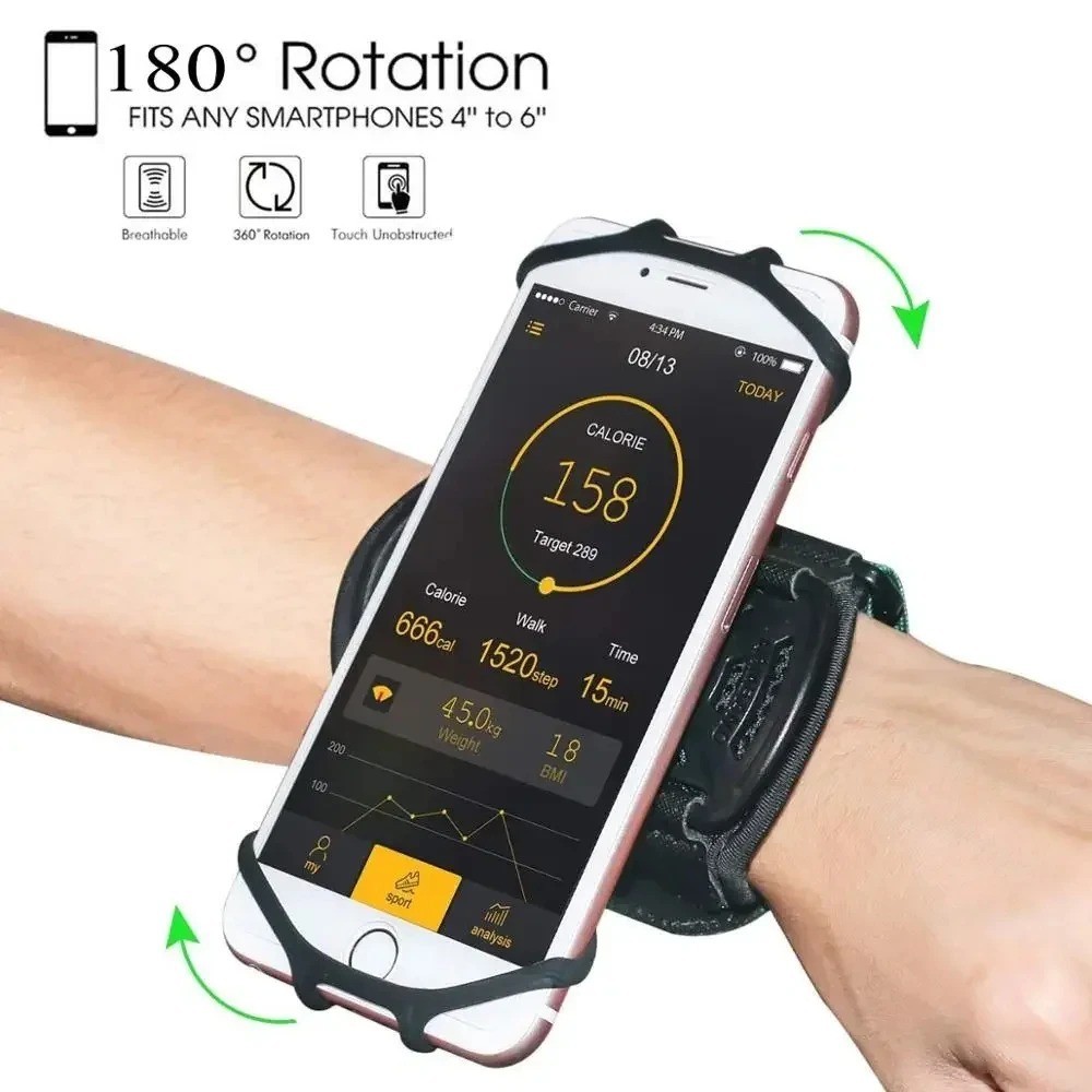 180° Rotatable Wristband Phone Holder – Universal Sports Armband for iPhone