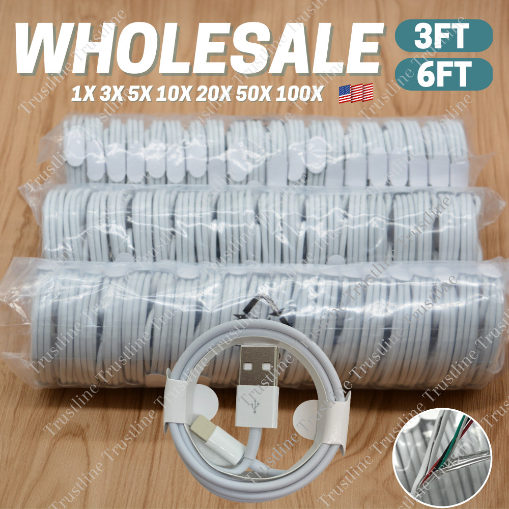 Wholesale Lot 3Ft 6Ft USB Cable For iPhone 14/13/12/11/8/7/6/XR/XS Charger Cord