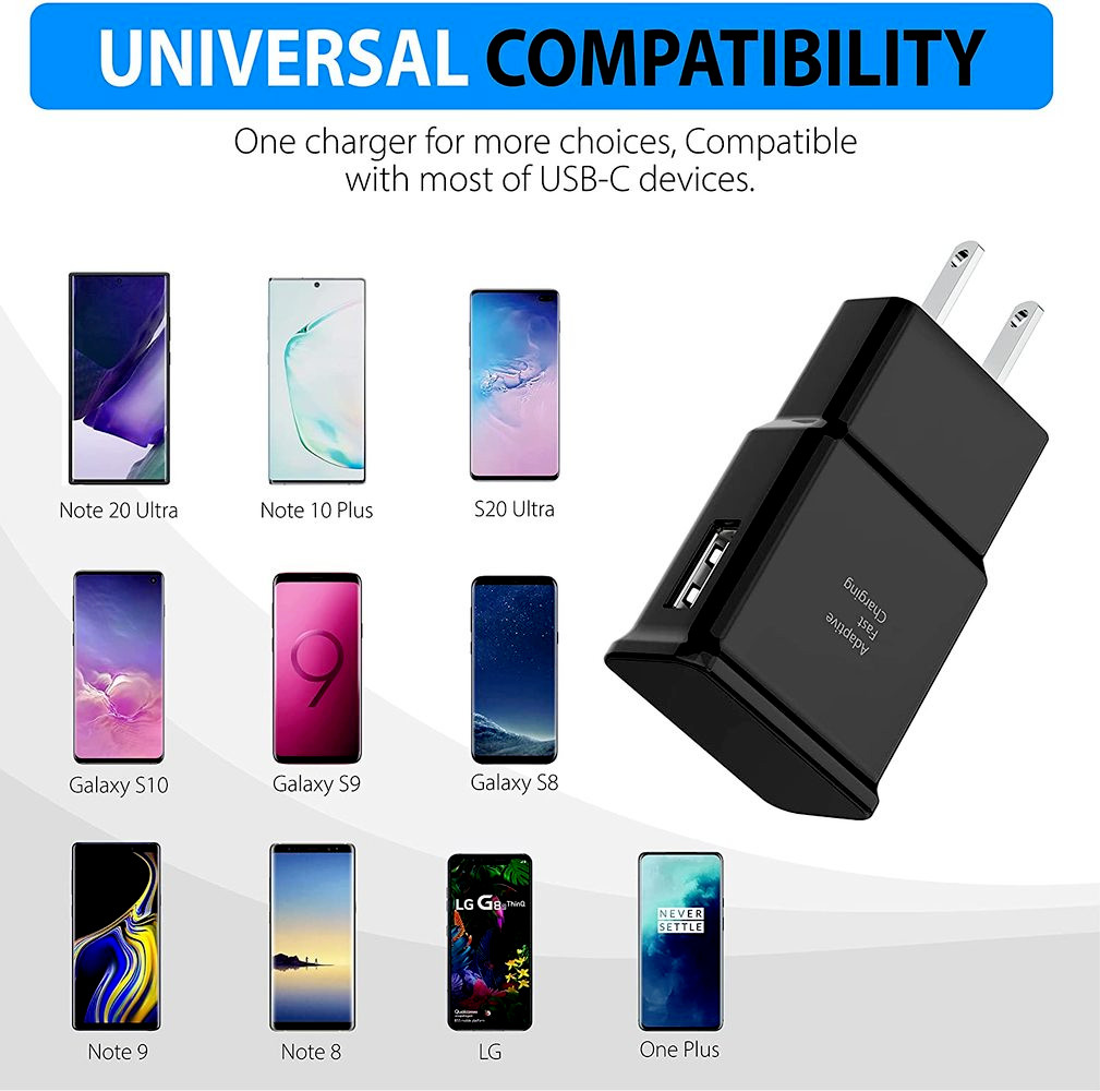 For Samsung Galaxy Android Fast Wall Charger Adapter with Type-C Data Cable Lot