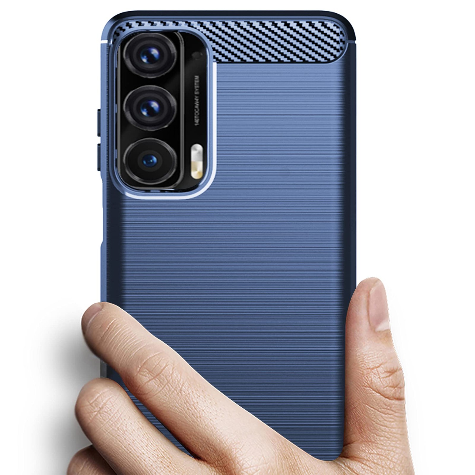 Moto Edge 2021 Case, 5G UW, Flexible TPU, 2pcs Screen Protector, Navy Blue