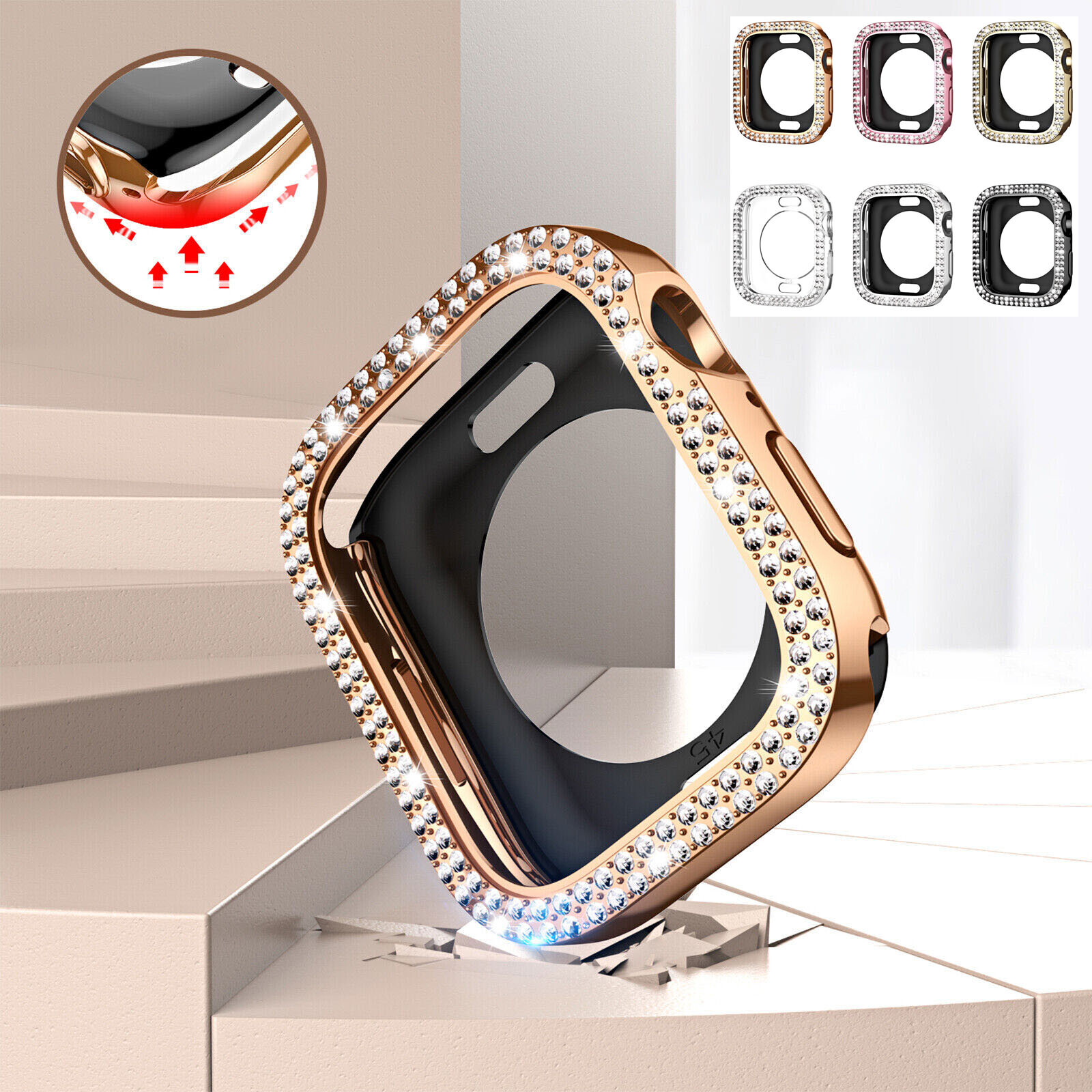 For iWatch Apple Watch Bling 10/3/SE/4/5/6 Protector Glitter Case 38/40/42/44mm