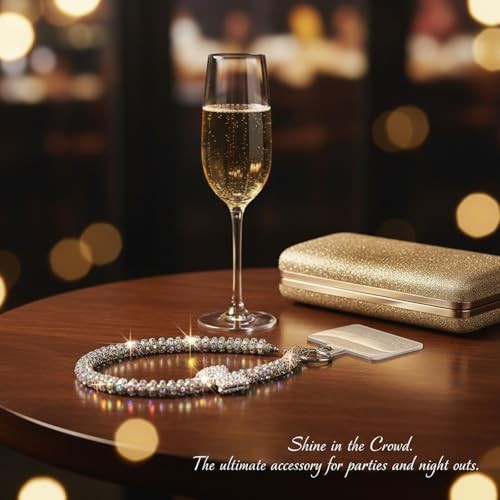 Luxury Diamond Phone Wrist Strap Beaded Cellphone Lanyard with Tether Tab