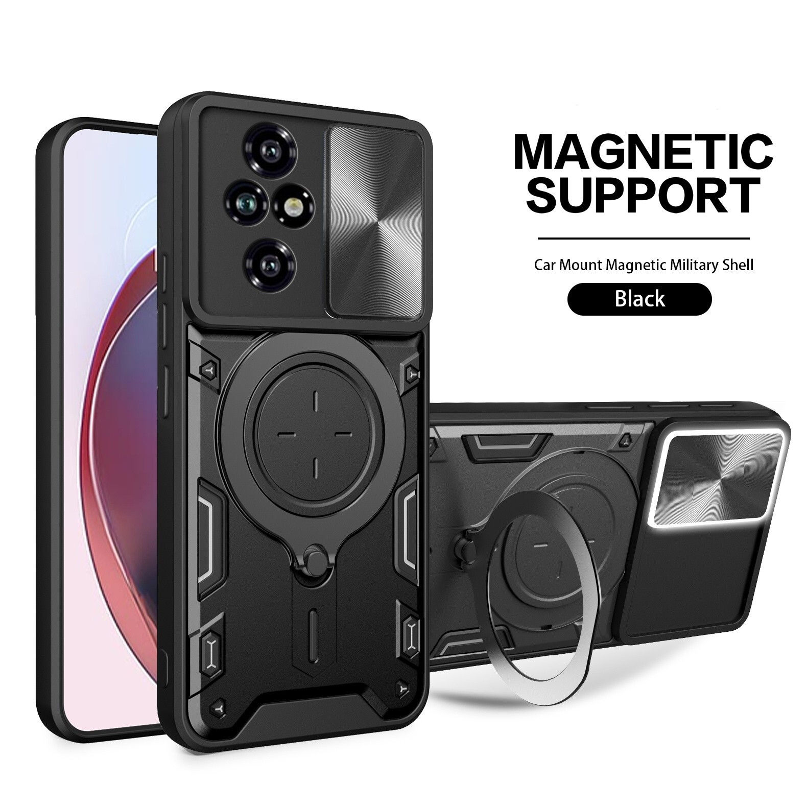 For Honor 200 Pro/ Lite / 200 Slide Camera Protec Armor Back 360 Ring stand Case