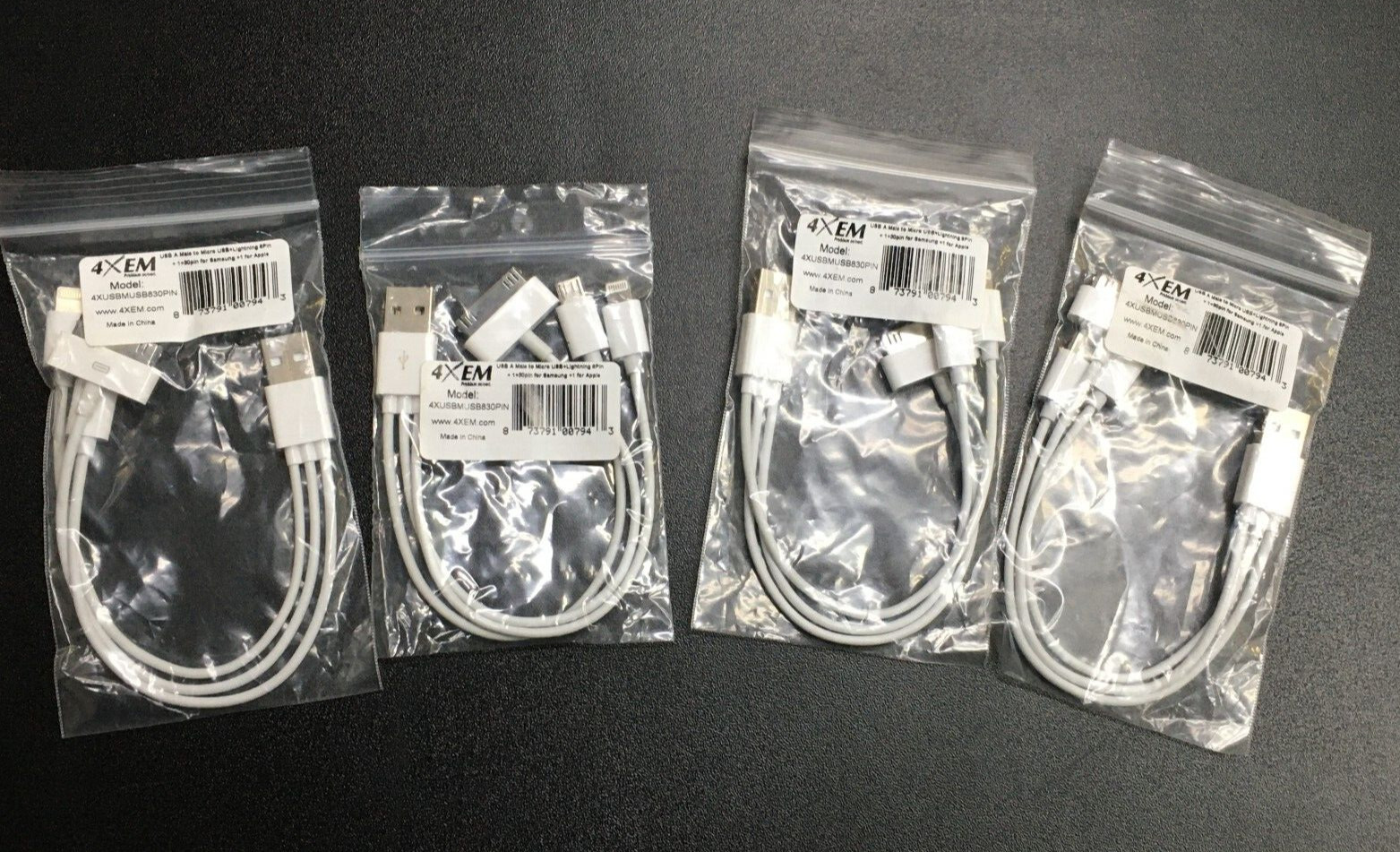 3 in 1 USB A Male to USB Micro, 8 pin iPhone, 30 pin iPod (Samsung) Charge Cable