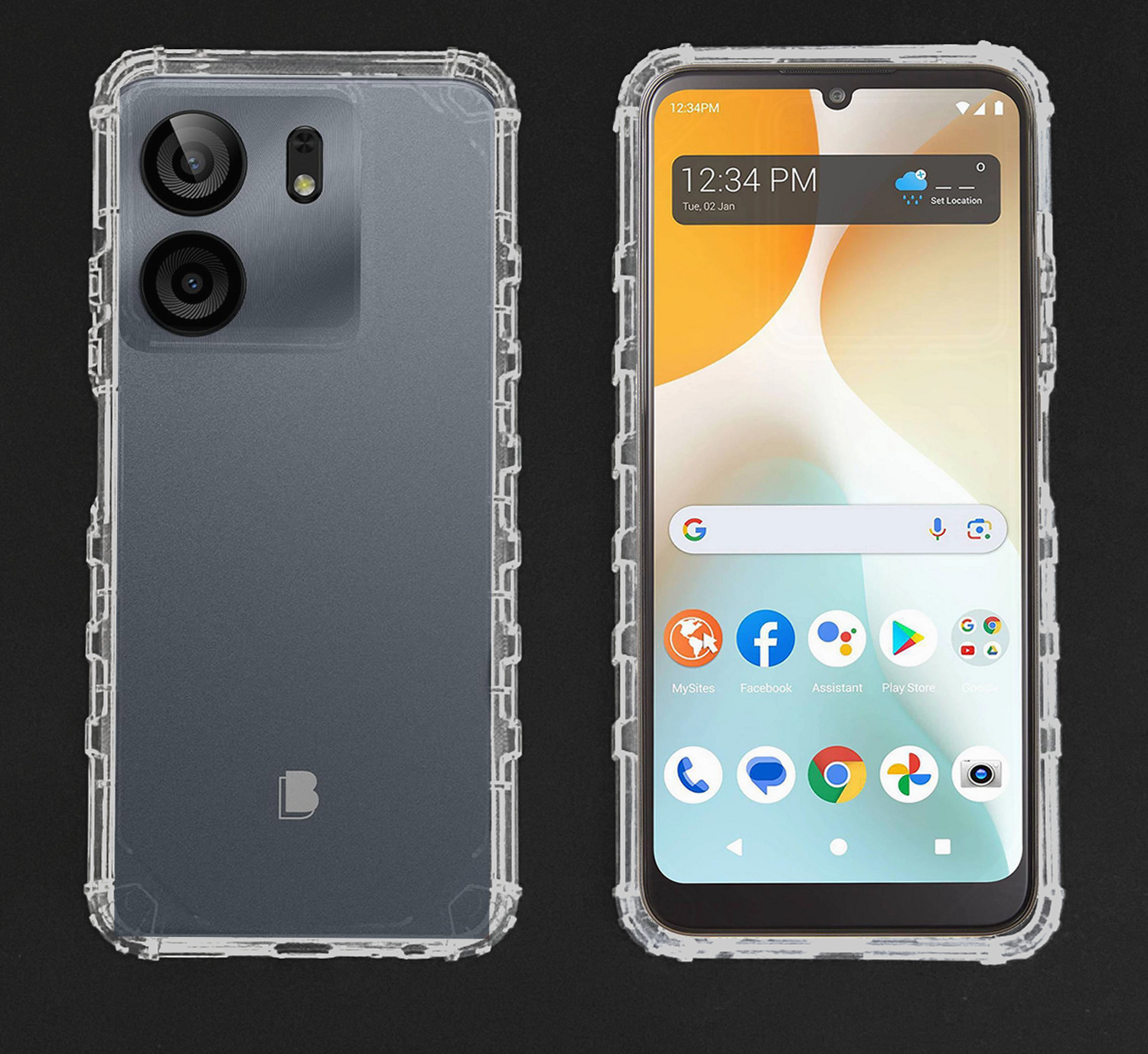 BLU F5 5G 6.6” HD+ Display Original OEM Protective Clear Case + Tempered Glass