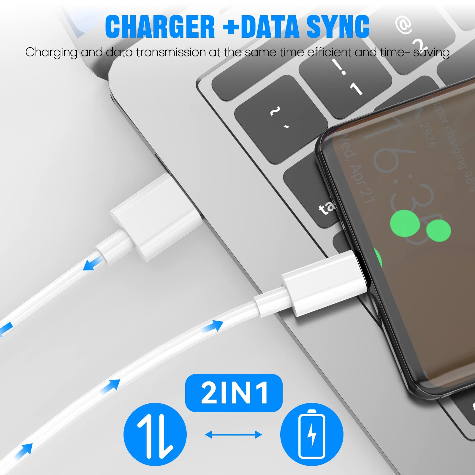3ft USB Type C Data Cable Fast Charging USB-A to USB-C Charger Cord For Phone