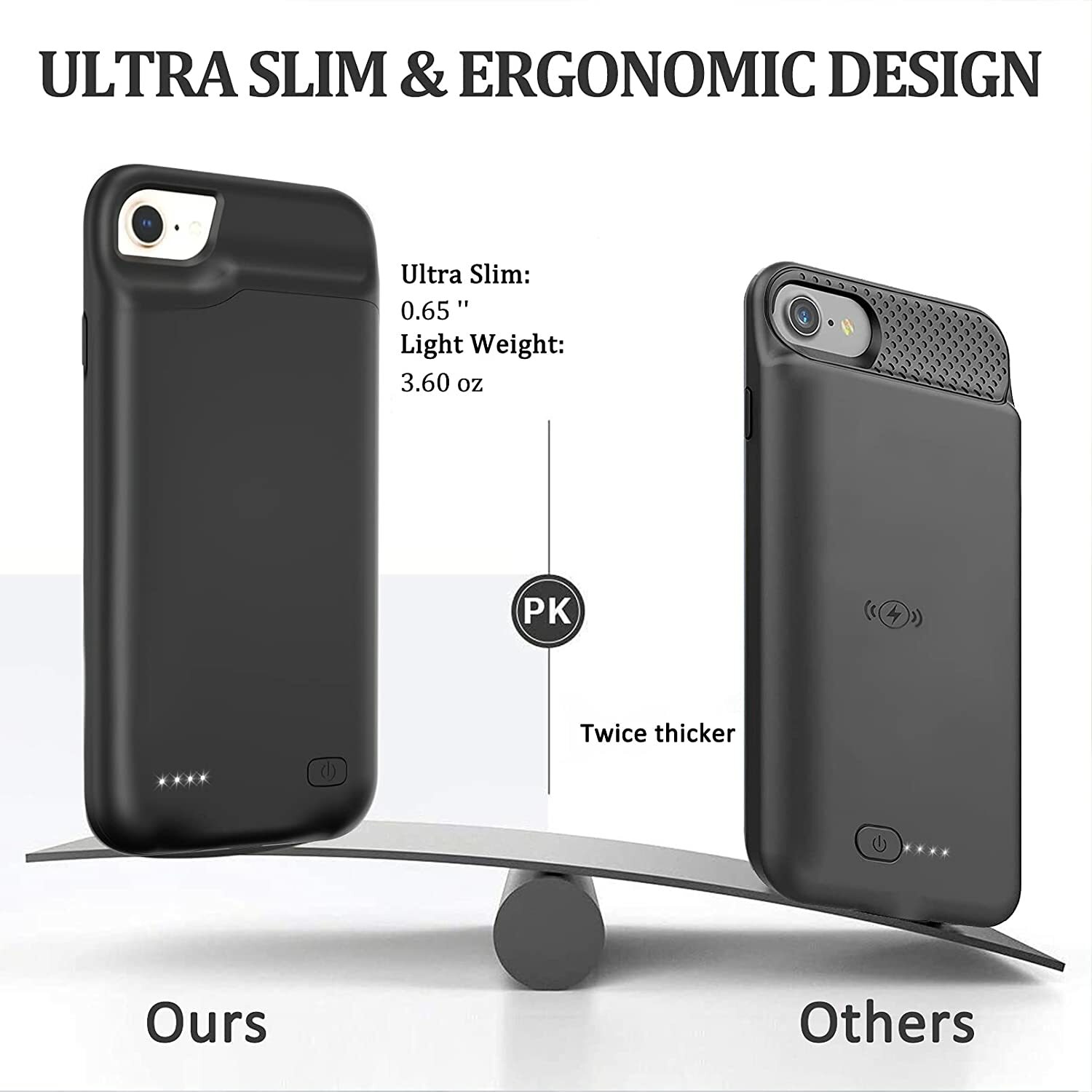 For iPhone 6 6s 7 8 SE(2020) Extended Battery Fast Charger Case Power Bank Cover