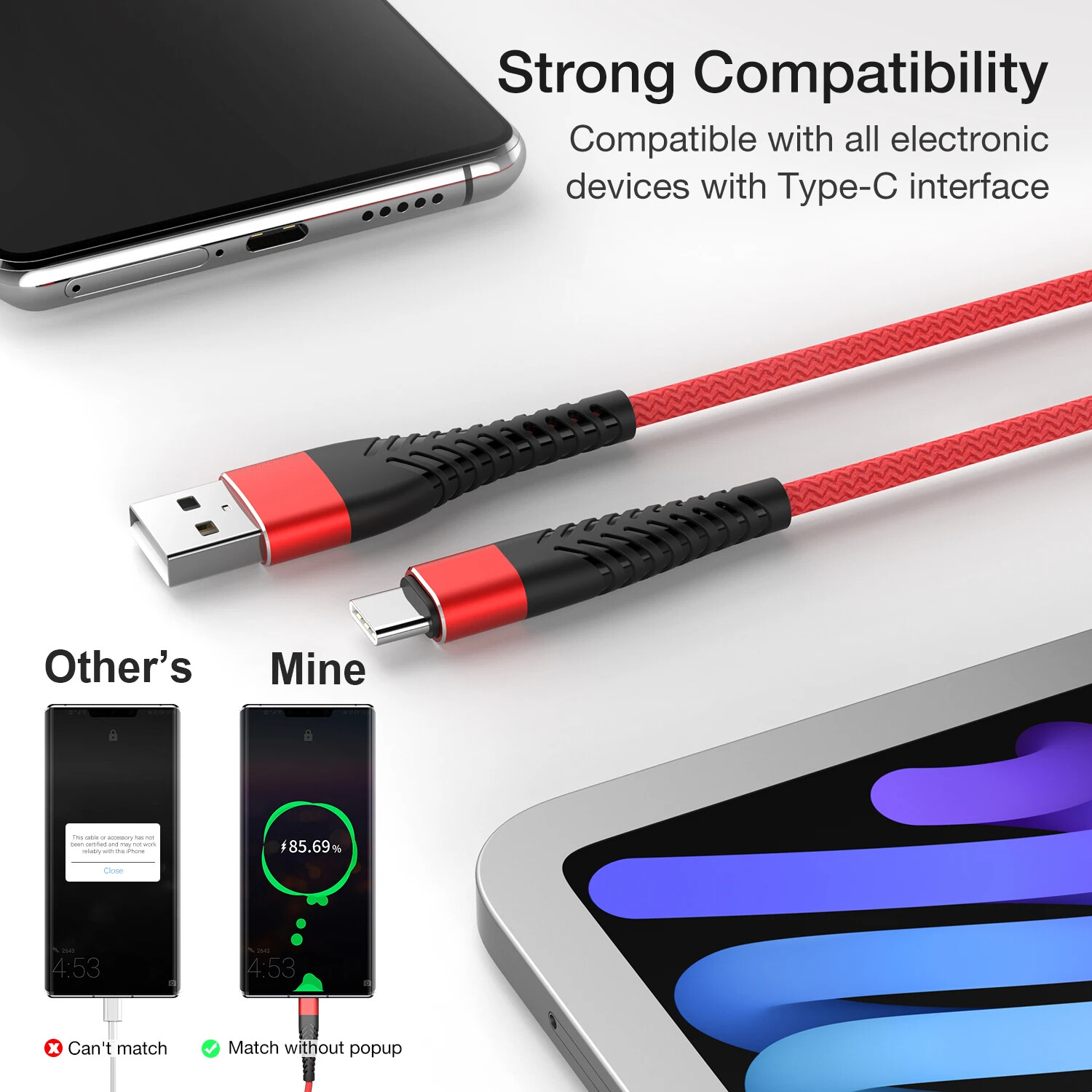 Braided USB C Type C Fast Charging Data Cable Cord for iPhone 16 Pro Max 15 lot