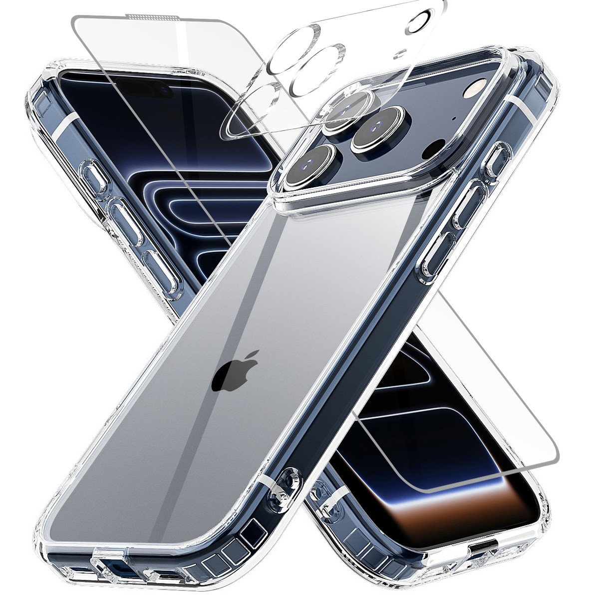 Transparent Case For iPhone 17 Pro Max Clear Hard Cover+Glass Screen Protector