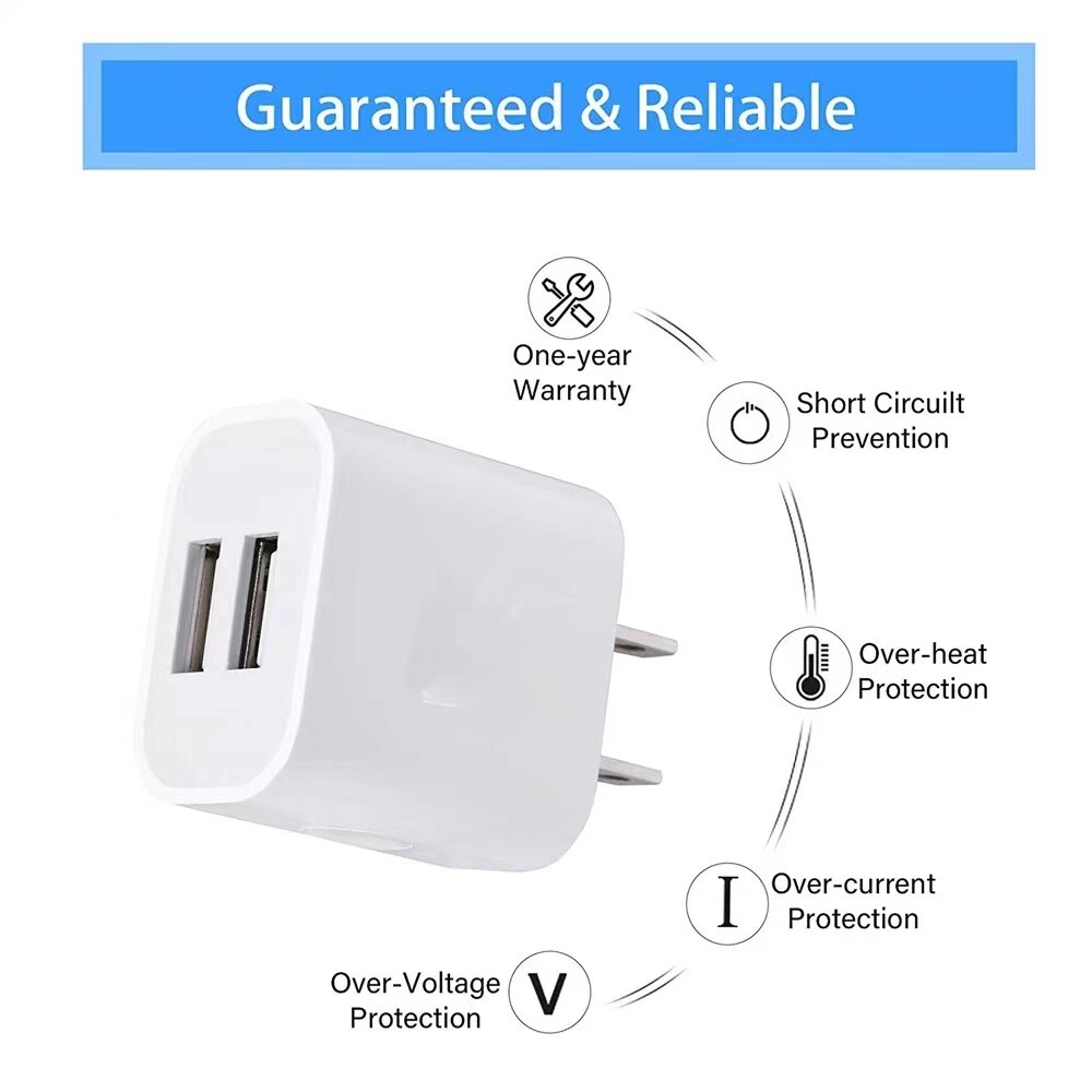 5V 2A Double USB A Wall Adapter AC to DC 10W Charger Cube For iPhone Samsung Lot
