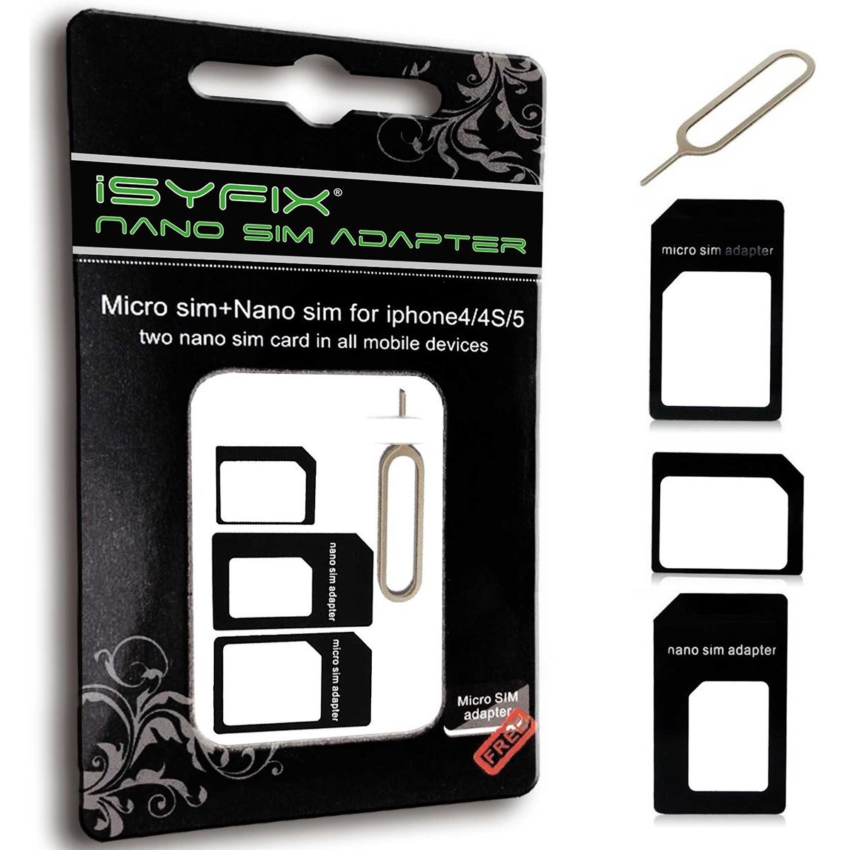 Nano Micro Sim Card Adapter Converter Kit 4 in 1 Standard Steel Tr Tray